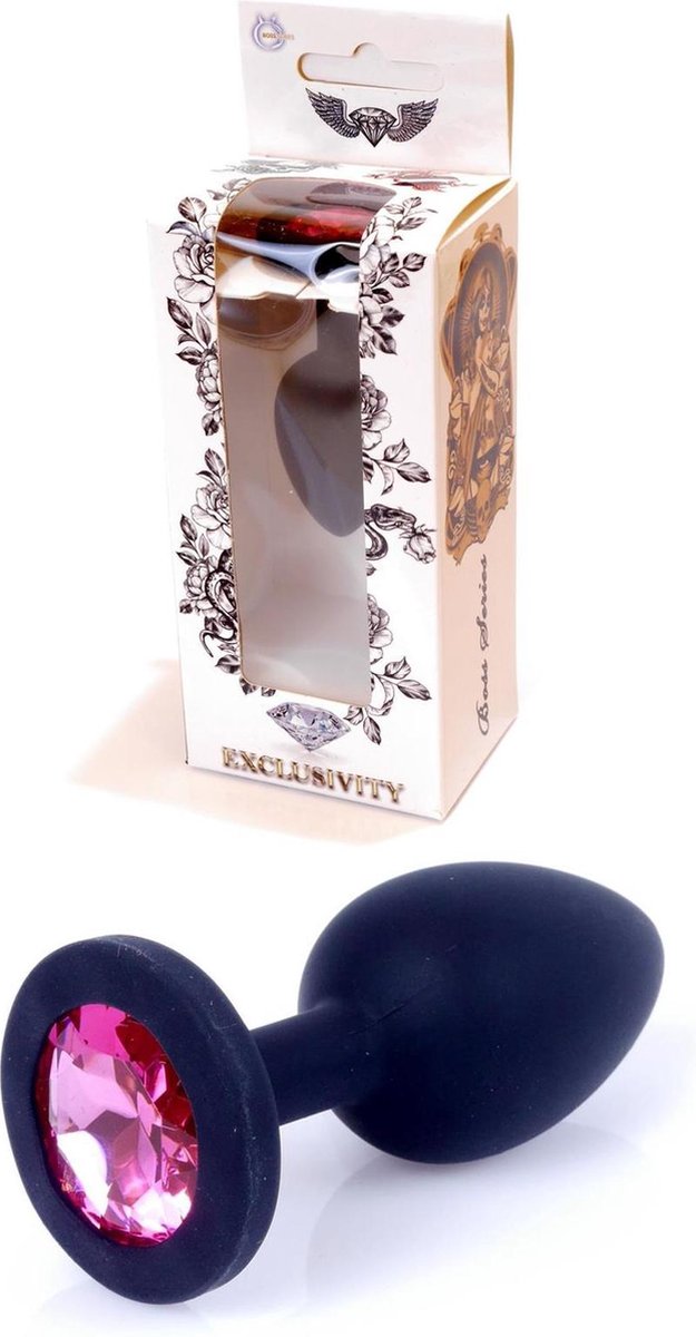 Goedkoopste Butt plug - Anaal plug- Jawellery Black - 100 Siliconen- PLUG Small- Pink Diamond