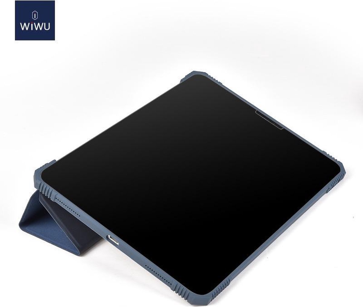 WiWu - Tablethoes geschikt voor iPad Air 10.9 2020/2022 - 10.9 Inch - Schokbestendige Tri-Fold Case met TPU frame - Alpha Smart Folio Case - Blauw