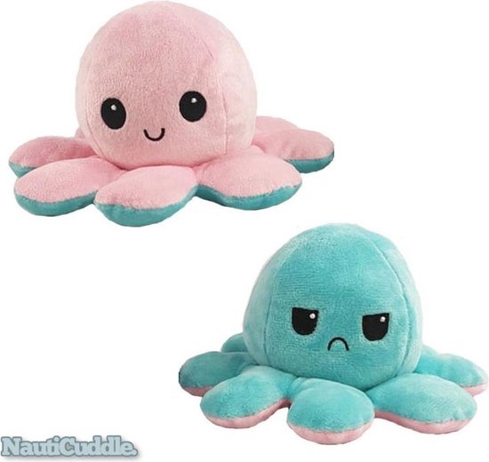 Octopus knuffel mood - Roze Turquoise - Octopus knuffel omkeerbaar -  reversible -... | bol.com