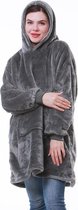 Fleece Deken Met Mouwen - Hoodie Blanket - Oversized Hoodie - Hoodie Deken - Indoor/Outdoor Coat - Warmte Deken - Plaid Met Mouwen - Sherpa - Grijs