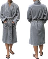 Sorprese - luxe badjas - lichtgrijs - effen - badjas - micro fleece - badjas dames - maat S/M