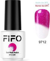 FIFO Nails, Thermo Gel Polish - Glitter - Kristal - Thermo Gellak - Temperatuurgevoelige nagellak - Thermische nagellak - Temperatuur veranderende - Kleur veranderende #9712 (Roze – Wit) ( Gl