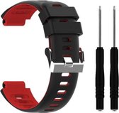 Zwart Rood siliconen sporthorloge bandje geschikt voor de Garmin Forerunner 220, 230, 235, 620, 630, 735XT, Approach S20, S5 & S6 – Maat: zie maatfoto - horlogeband - polsband - st