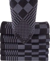Blokdoeken - Pompdoeken - Theedoeken antraciet / zwart - set van 6 stuks - 65x65cm