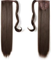 Wrap Around Ponytail Extension. Premium Synthetic Fiber 22" Straight (#8-Light Chestnut Brown)--K&C