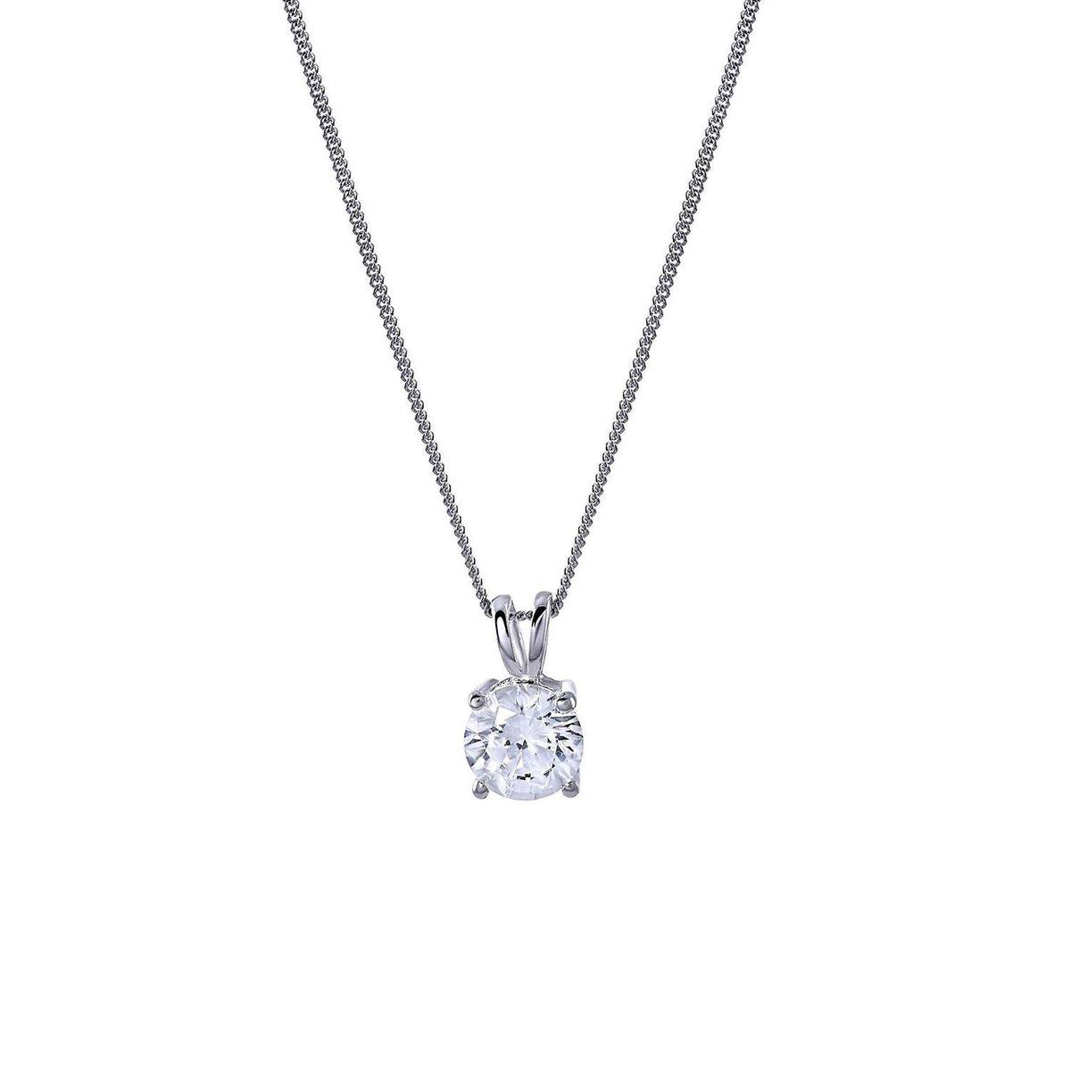 Lucardi Dames Ketting met hanger met zirkonia - Echt Zilver - Ketting - Cadeau - 40 cm - Zilverkleurig