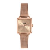 Regal horloge met een rosekleurige kast en band