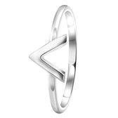 Lucardi Dames Ring V rhodiumplated - Ring - Cadeau - Echt Zilver - Zilverkleurig