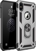 FONU Anti-Shock Backcase Hoesje Met Ringhouder iPhone XS Max - Zilver