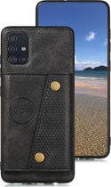 Samsung Galaxy A51 Card Case| Hoogwaardig PU Leren Hoesje | Kaarthouder | Telefoonhoesje | Zwart