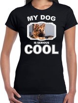 Duitse herder honden t-shirt my dog is serious cool zwart - dames - Duitse herders liefhebber cadeau shirt M