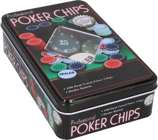 Afbeelding van het spel Pokerset met 1 x dealer button 100 chips / professional poker chips