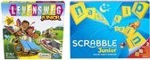Spellenbundel - Bordspel - 2 Stuks - Levensweg Junior & Mattel Scrabble Junior