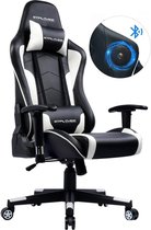 Bobby's Gamingstoel Met Luidspreker - Muziekaudio - Bluetooth - Game Stoelen - Bureaustoel - Voor Volwassenen - Ergonomisch - Gaming Chair - Zwart - Wit
