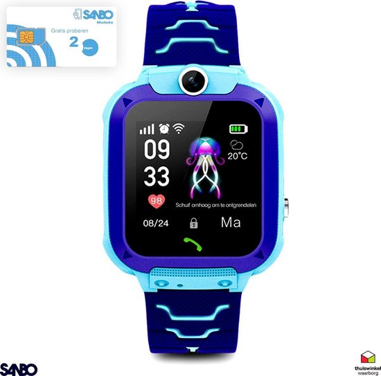 Sanbo® Q12 - Kinder Smartwatch - Inclusief SANBO Mobile Simkaart - Blauw |  bol.com
