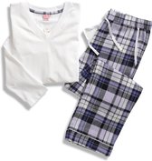 La-V pyjama sets voor Meisjes met geruite flanel broek Wit/Lila 128-134 |  bol.com