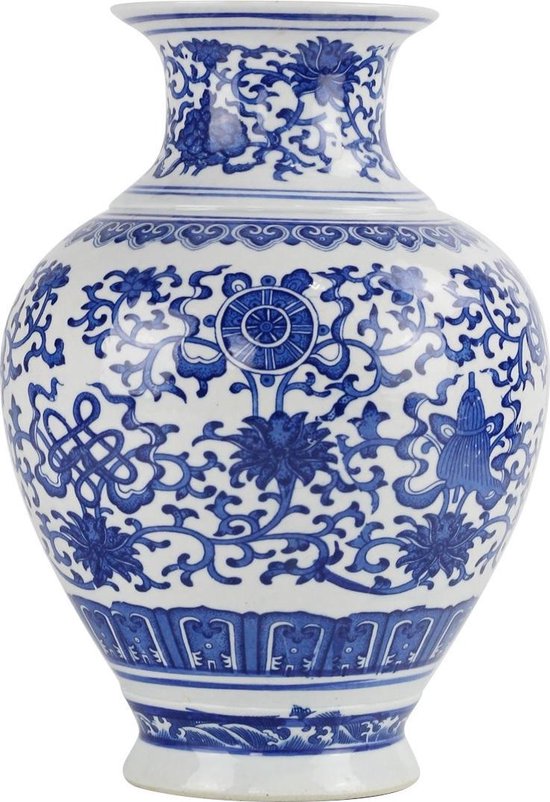 binnen Zwart Vermelden Fine Asianliving Chinese Vaas Porselein Handgeschilderd Lotus Blauw-Wit  D21xH28cm | bol.com