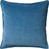 Dutch Decor CAITH - Kussenhoes 50x50 cm - 100% katoen - velvet - lekker zacht - Provincial Blue - lichtblauw - met rits