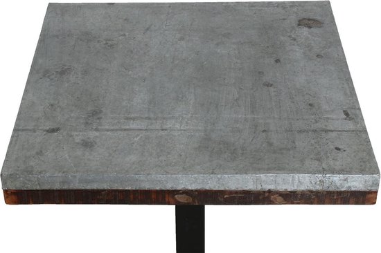 Raw Materials Factory tafel - Met zinken - 70x70 cm - Gerecycled hout |