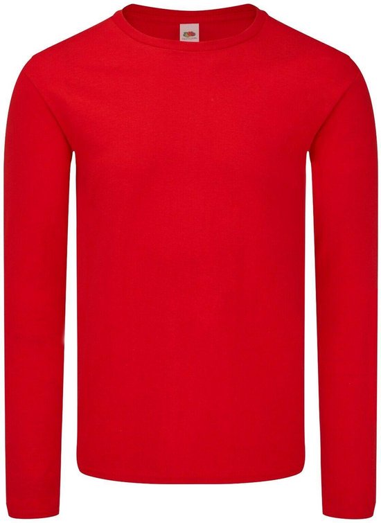 Foto: Fruit of the loom heren iconische 150 t shirt met lange mouwen rood 