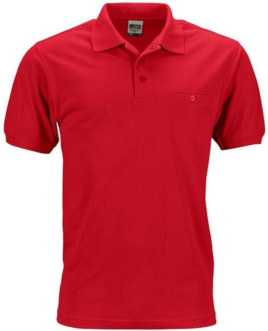 James and Nicholson Heren Werkkleding Polo Pocket Shirt (Rood)