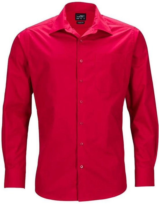 James and Nicholson Heren Longsleeve Zakelijk Shirt (Rood)