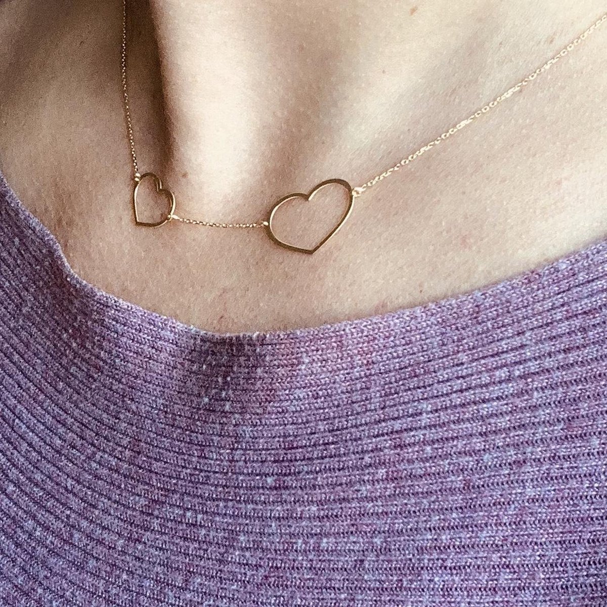Ketting dubbel hart (AG925) goudkleurig