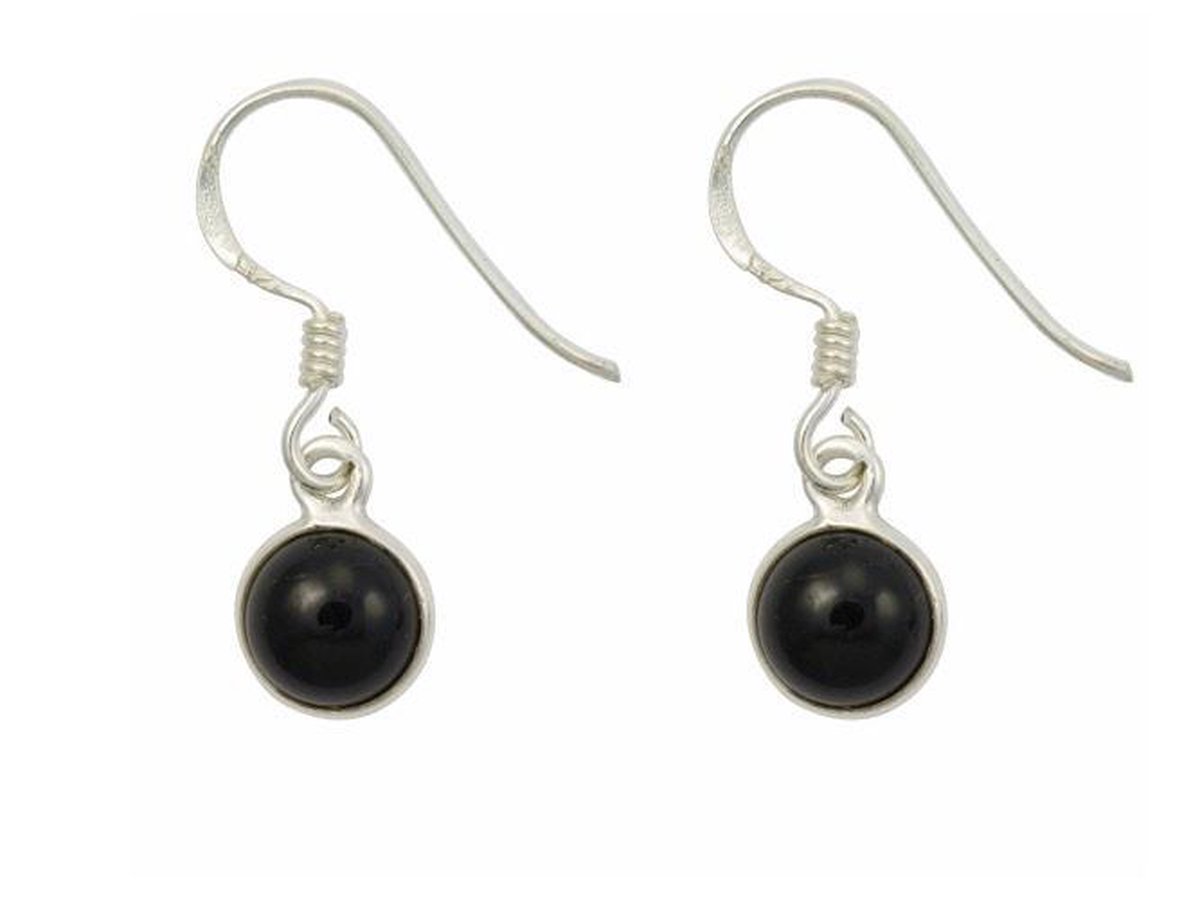 Zilveren oorbellen Onyx 925 zilver (incl. oorbel stoppers)