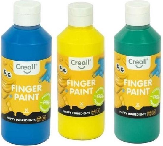 Foto: Creall vingerverfset 750ml blauw geel groen nature