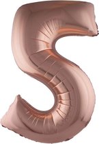Cijferballon folie nummer 5 | Opblaascijfer 5 rosé goud 102cm