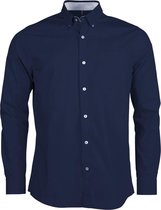 Kariban Heren Lange Mouwen Gewassen Poplin Shirt (Marine)