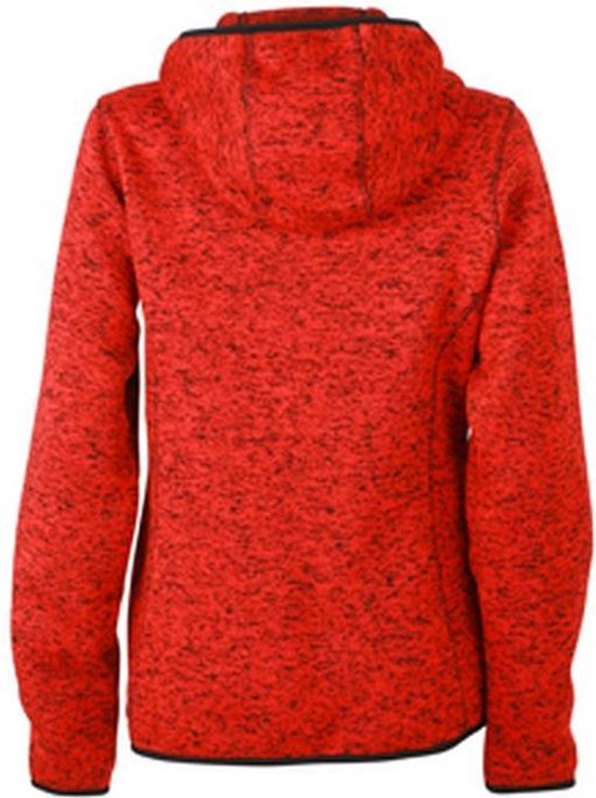 James and Nicholson Ladies / Ladies Knitted Fleece Hoodie (Rouge gemeland / noir)