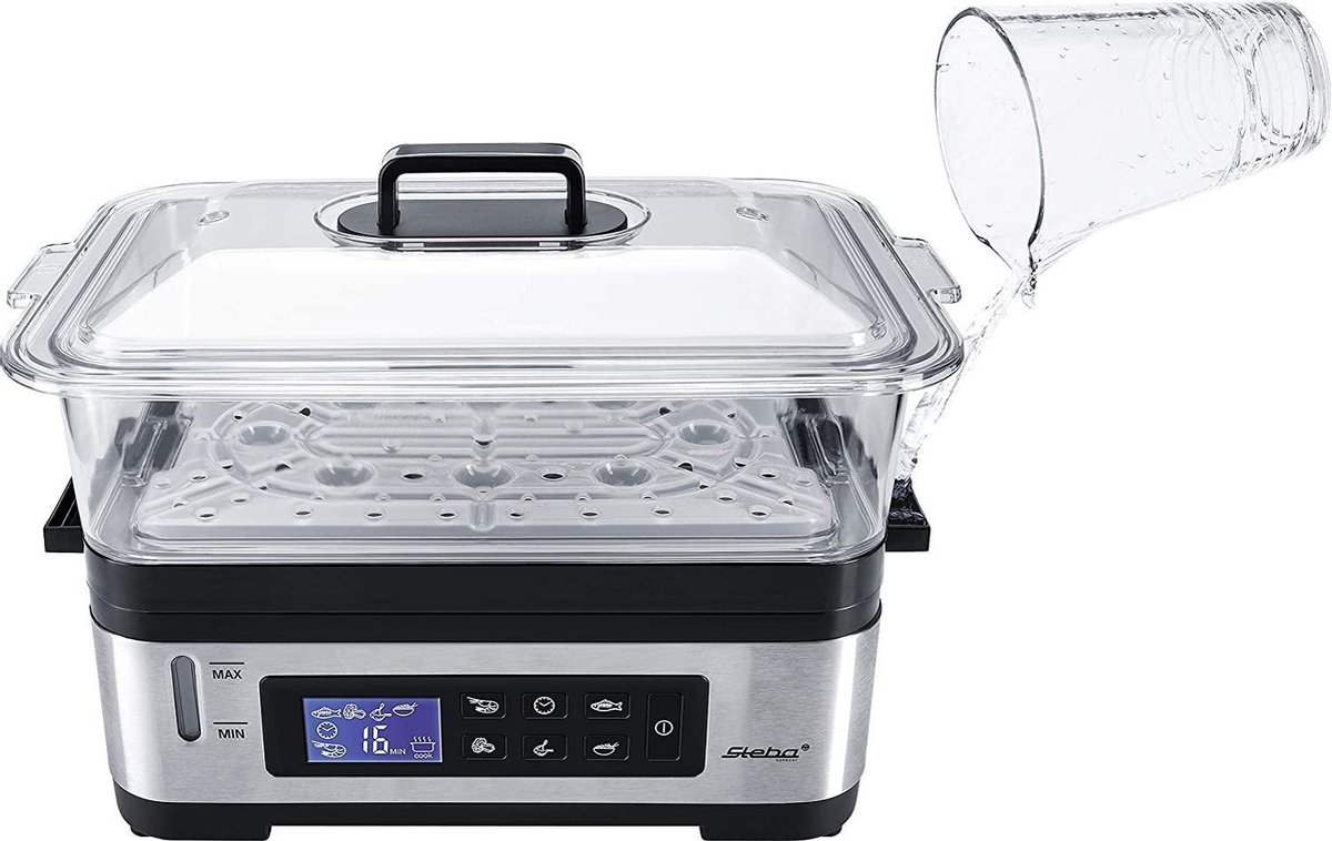 Russell Hobbs Elektrische voedselstomer met 3 niveaus, 7 liter, stapelbare manden voor eenvoudige opslag, vaatwasmachinebestendig, BPA-vrije manden, rijstkom inc, 60 min timer, gezond eten