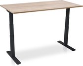 Zit-sta bureau elektrisch verstelbaar - MRC PRO NEN-EN 527 | 160 x 80 cm - frame zwart - midden eiken | memory functie met USB | 150kg draagvermogen