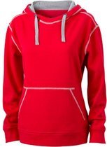 James and Nicholson Vrouwen/dames Lifestyle Hoodie (Rood/Grijze Heide)