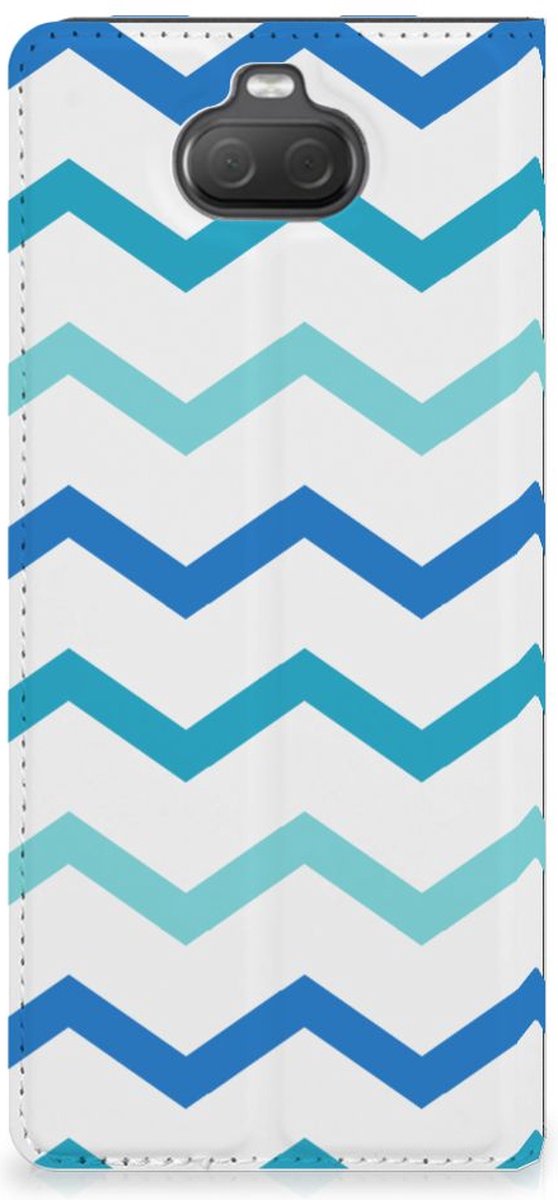 Sony Xperia 10 Hoesje met Magneet Zigzag Blauw