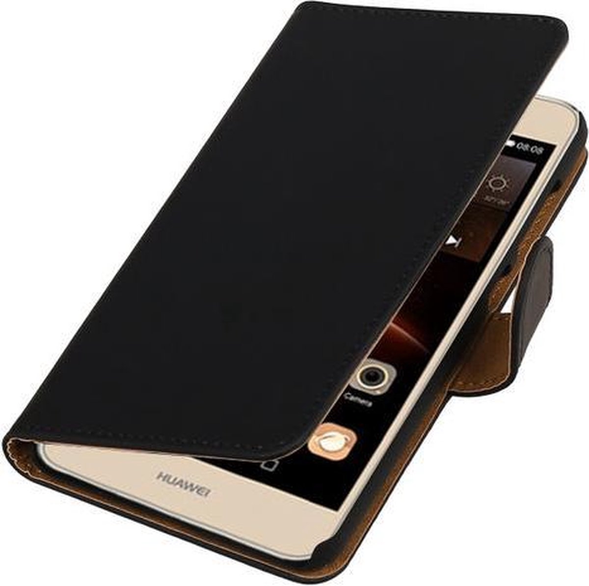BestCases Zwart Effen booktype cover hoesje voor Huawei Y6 II Compact