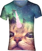 Unicorn cat festival shirt Maat: L  V-hals