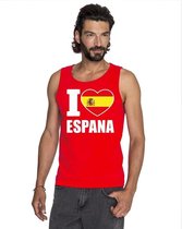 Rood I love Spanje supporter singlet shirt/ tanktop heren - Spaans shirt heren S