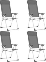 Inklapbare Campingstoelen grijs 4 STUKS - Campingstoelen opvouwbaar Hoge rugleuning - Strandstoelen