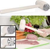 Dubbelzijdige Vleeshamer - FSC® beukenhout - Hamer om Vlees Mals te maken - Metalen kop - Vleespletter - Vleesklopper Lengte 32 cm
