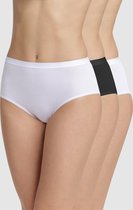 DIM Coton Bio Dames Slips - 3-Pack - Zwart/Wit/Wit - Maat 42/44