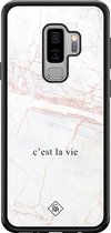 Samsung S9 Plus hoesje glass - C'est la vie | Samsung Galaxy S9+ case | Hardcase backcover zwart