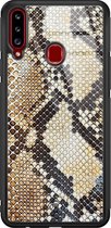Samsung A20s hoesje glass - Snake / Slangenprint bruin | Samsung Galaxy A20s  case | Hardcase backcover zwart