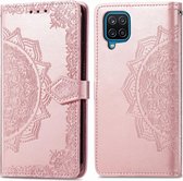 iMoshion Mandala Booktype Samsung Galaxy A12 hoesje - Rosé Goud