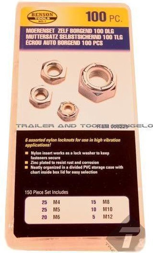 Coffret De 170 écrous Frein En Acier Inoxydable Et Nylon – Assortiment Pour Bricolage