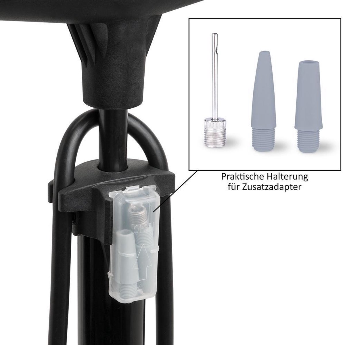 Monzana Fietspomp - incl. 3 Extra Adapters 100 cm Slang thumbnail 3