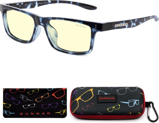 Foto: Gunnar gaming en computerbril kids cruz kids large leeftijd 8 12 navy tortoise frame amber tint blauw licht bril beeldschermbril blue light glasses uv filter natural focus 0 0 diopter