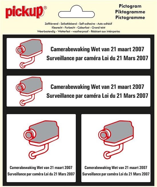 Pictogramme Pickup 15x15 cm 4 sur 1 - Surveillance par caméra Belgique |  bol.com
