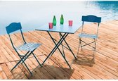 Bistroset 2 personen - Tafel 70x70 cm + 2 stoelen - Gepoedercoat staal - Blauw - HIENO